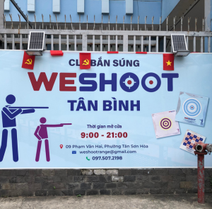 Thi công bảng hiệu logo CLB WE SHOOT tại Tân Bình