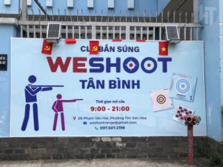 Thi công bảng hiệu logo CLB WE SHOOT tại Tân Bình