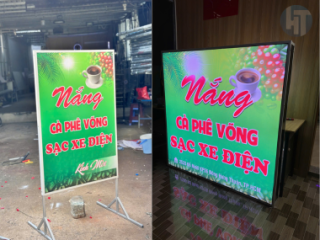 Thi công bảng hiệu hộp đèn cho cà phê võng