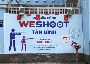 Thi công bảng hiệu logo CLB WE SHOOT tại Tân Bình