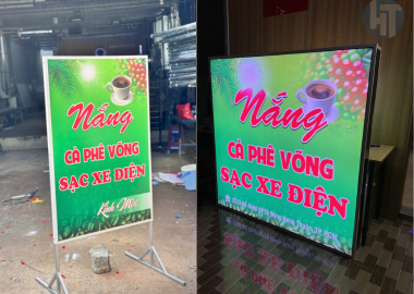 Thi công bảng hiệu hộp đèn cho cà phê võng