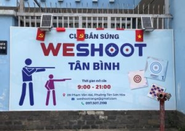 Thi công bảng hiệu logo CLB WE SHOOT tại Tân Bình